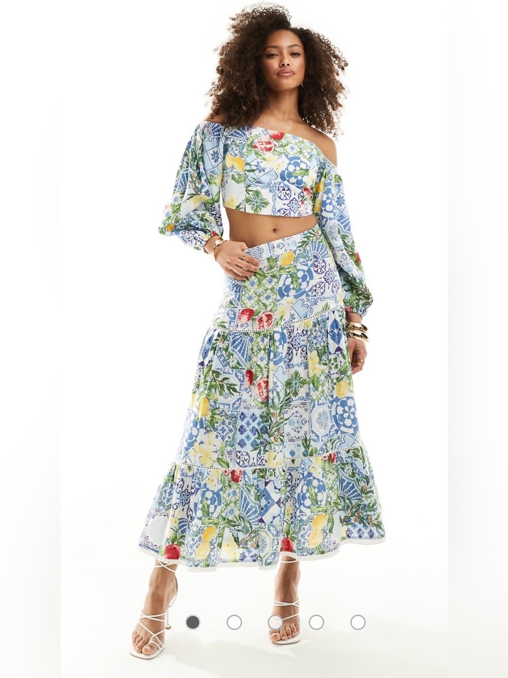 NWT Nobody’s child Summer Faro Tile Fruit Midi Skirt size 8